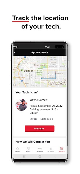 MyDISH Android app on Google Play Store — showing the subscriber account management interface